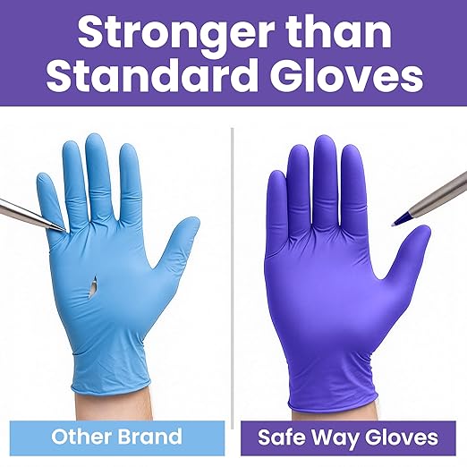 SafeWay Nitrile Gloves, 2000 Ct, 2X-Large, Powder-Free, Latex-Free, All-Purpose, Professional Disposable Gloves with Textured Fingertips for Medical Use, Food Prep, Cleaning, Tattoo & More