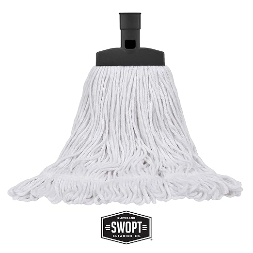 SWOPT Cotton Mop Head — Cleaning Head Interchangeable with All SWOPT Cleaning Products for More Efficient Cleaning and Storage — Great to Use on Wood, Laminate or Tile Floors, Machine Washable