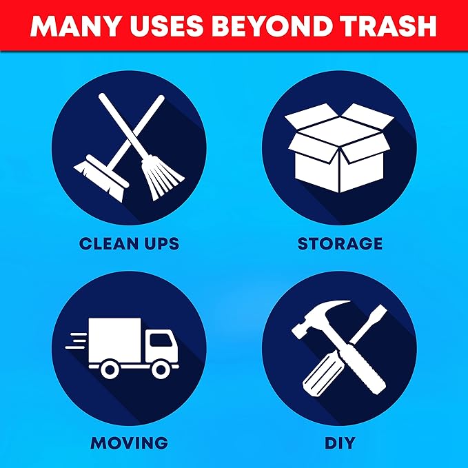 Veska 33 Gallon Trash Bags, (Huge 100 Bags w/Ties) Large Black Garbage Bags 30 Gallon, 32 Gallon, 35 Gallon Trash Can Liners