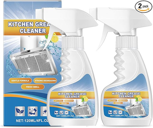 Kitchen Grease Cleaner Spray, Fresh Lemon Scent, Strong Degreasing Formula, Gentle Multi-Surface Cleaner, 4 Fl Oz, 2 Pack