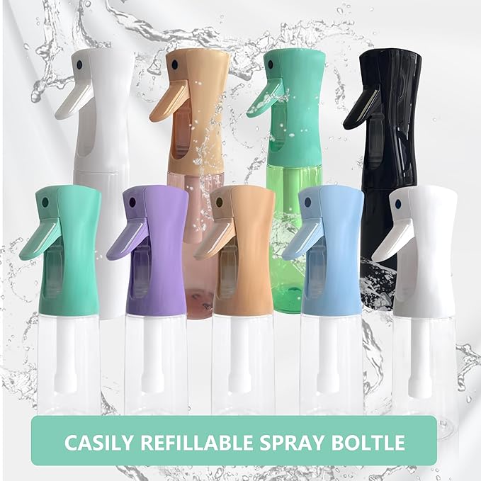 Spray Bottle for Hair Continuous Ultra Fine Mist (200ml) 360° Multi Spray Bottle for Plants, Cleaning, Skin Care Leakproof & Durable 2 Pack