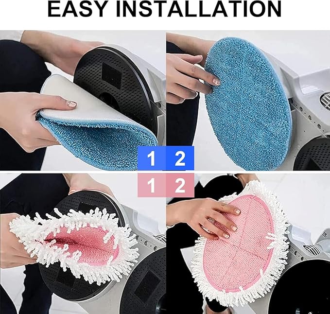 Electric Mop Pads, 7.28in Spin Mop Pads, Round Replacement Mop Pad for Floor Cleaning (6 Pack)