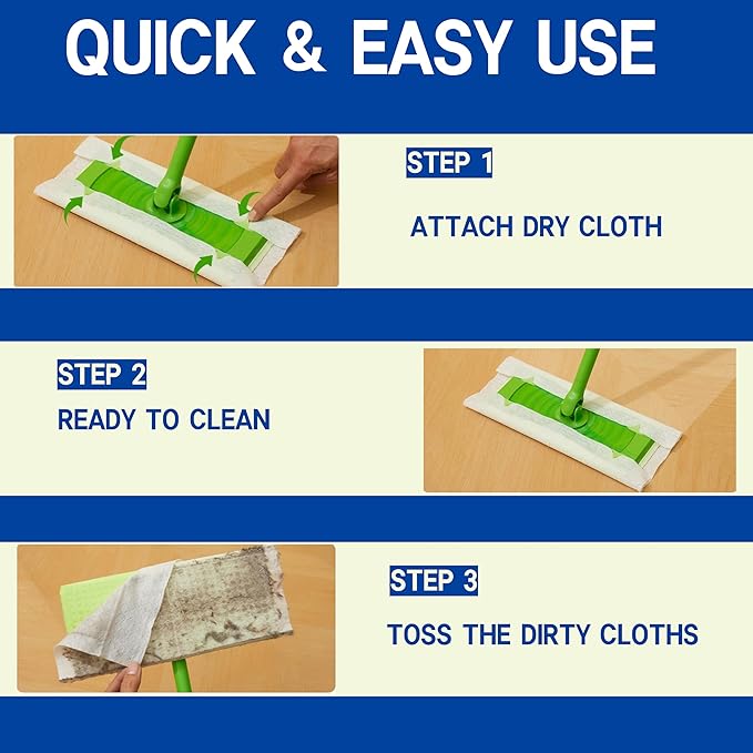 Dry Sweeping Cloths Disposable Mop Refills Floor Dust Mop Pad, Floor Cloth Refills for Swiffer Standard Sweeper, Pack of 80