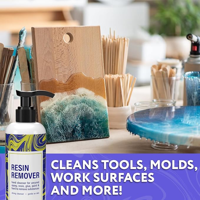 [10oz] Epoxy Resin Cleaner/Remover - Natural Hand Cleaner, Gentle & Moisturizing, For Artists & Resiners, Magically Removes Uncured Resin, Glue, & Paint from Skin, Tools, Molds, Work Surfaces, & More