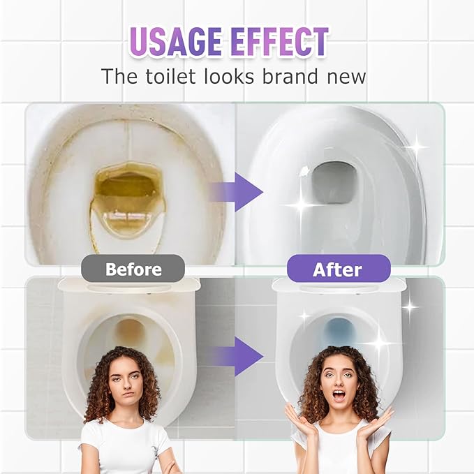 2pcs Toilet Cleaner, Toilet Bowl Cleaner Toilets Cleane, Self Activating Powder for Toilets Bowls Cleaning, Powerful Foaming Toilets Bowls Cleaner, Deep Cleaning (2, Blue) (2, Purple)