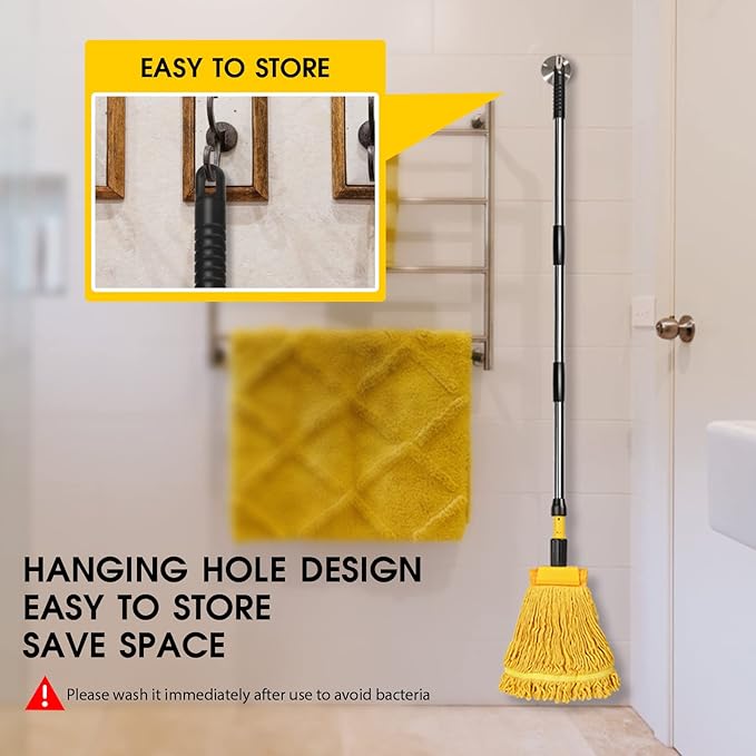 MASTERTOP Industrial Mop,Heavy Duty Looped End String Dust Mop,Commercial Mops for Home,Kitchen,Garage,Office and Concrete/Tile Floor Cleaning - 2 Cotton Heads