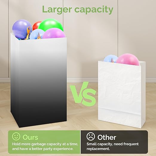 4 Pack Extra Large Disposable Trash Cans, Reusable Portable Garbage Can, 13 Gallon (21.6" H x 13.5" W x 10" D), Extra Thick Recycled Cardboard Portable Garbage Can and Recycling Bins,Black Gradient