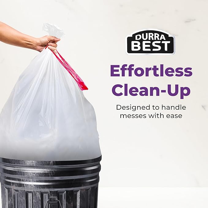 Heavy-Duty 1 Mil 13 Gallon White Trash Bags (180 Count) - Drawstring, Leak-Resistant for Home & Commercial Use