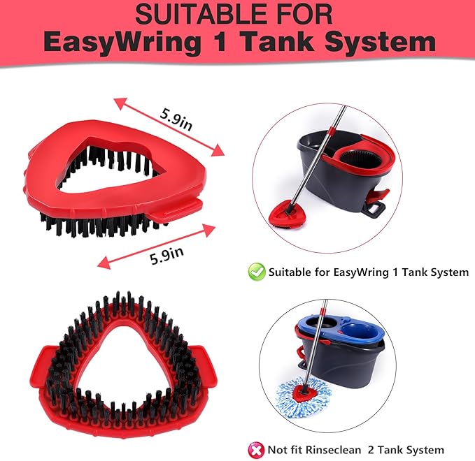 Chenille Mop Heads Replacements 4 Pcs &1 Brush Head & 1 Base Set for Ocedar Easywring 1-Tank System,Reusable Microfiber Spin Mop Replacement Head for Floor Cleaning and Tile
