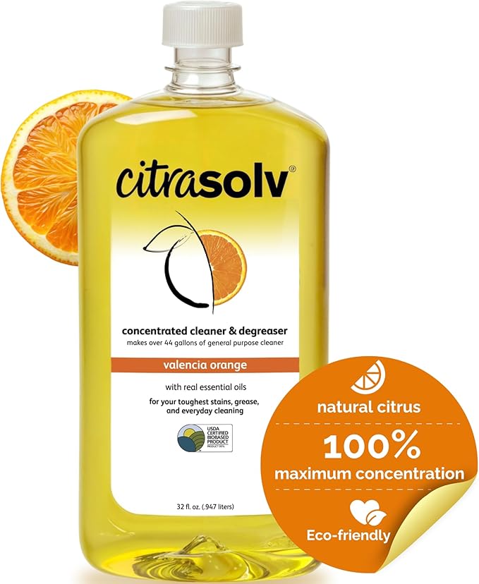 Citra Solv Concentrated Cleaner & Degreaser - Valencia Orange 32 Fl Oz, Effective, Versatile Cleaning Solution, Natural Ingredients, Biodegradable