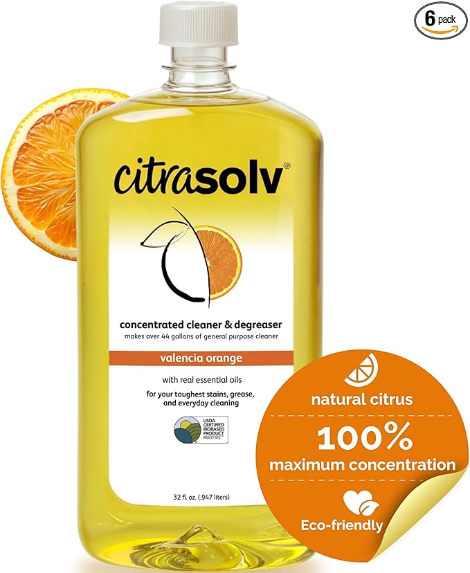 Citra Solv - Household Cleaner & Degreaser Valencia Orange, Versatile Cleaning Solution, Natural Ingredients, Biodegradable (6, 32 fl oz)