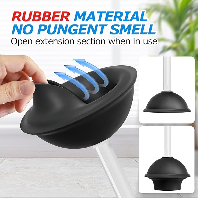 2 in 1 Toilet Brush and Plunger Set, Toilet Bowl Brush Plunger Set,Extended Handle Plunger,Bathroom Cleaning Tools,Toilet Brush Plunger Combo,Cleaning Brush（Pearl White，20.8inch）