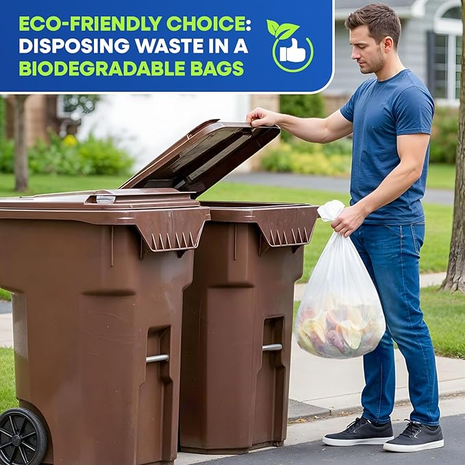 5-Gallon Compostable Trash Bags Biodegradable Trash Bags, 19.5" x 23" 0.7 Mil Can Liners 12 Rolls of 25/Roll, 300/Case