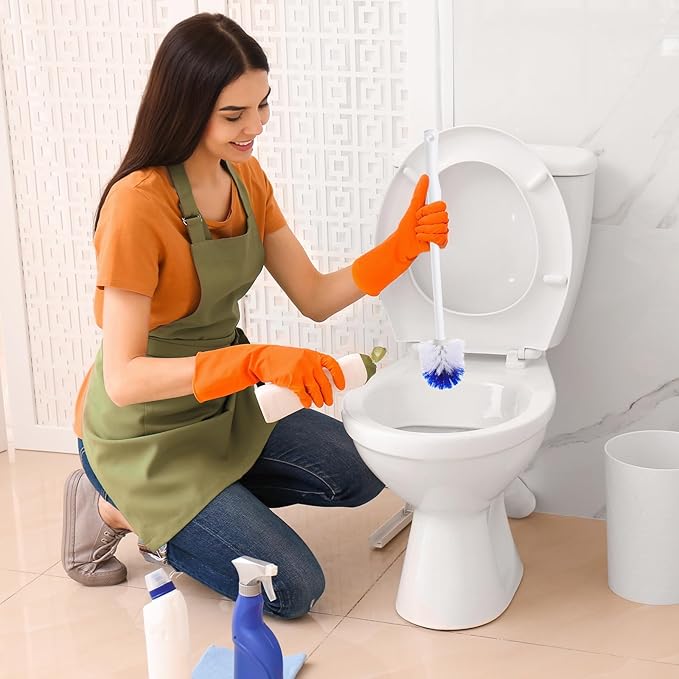 15 Pcs 18.5 Inch Toilet Bowl Cleaner Brush Bathroom Long Plastic Handled Cleaning Scrubber with Hook Hole Without Holder for Household Cleaning(Blue, White)