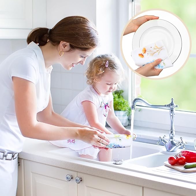 36 Pack Reusable Cleaning Cloths Washable Cotton Kitchen Towels for Home(Christian Style,Multicolor)