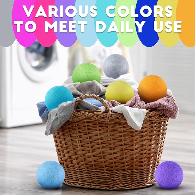 10 Pack Wool Dryer Balls XL 3 Inch Reusable Laundry Natural No Lint Fabric Softener Replaces Dryer Sheets Wool Balls for Reduce Wrinkles Save Drying Time