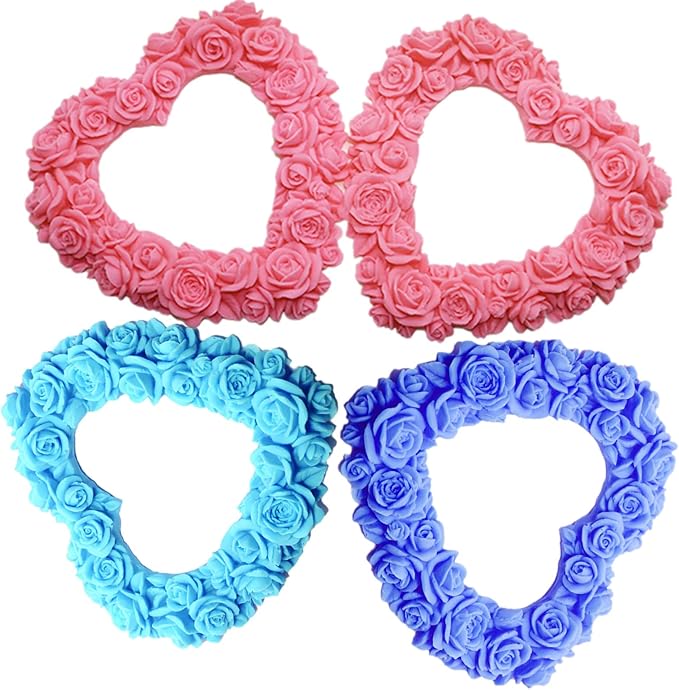 Rose Heart Wreath Fondant Chocolate Candy Silicone Mold Cake Decorating Baking Pastry Tools Soap Mould Resin Polymer Clay Mold
