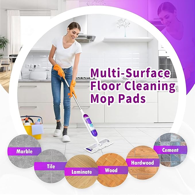 12 Pack Disposable Power Mop Pads Refills Compatible with Swiffer Power Mop, 14-Layer Extra Thick Multi-Surface Floor Cleaning, Wet & Dry Use, Quick Absorbency, No Residue Replacement Pads (12)