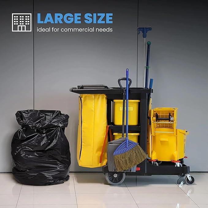 ToughBag 55 Gallon Trash Bags, 55-60 Gallon Trash Bags Heavy Duty (50 COUNT) - Large Black Trash Can Liners, 50-60 Gal for Contractors, Commercial, and Lawn - Made in USA