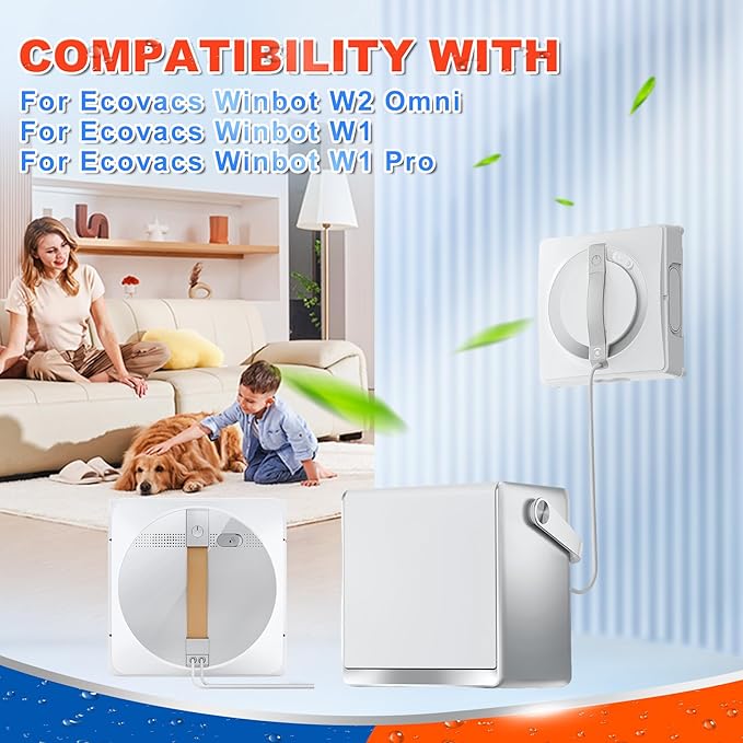 DR DAPPER Cleaning Rag Compatible with Ecovacs Winbot W2 Omni, W1, W1 Pro Window Vacuum Cleaner Robot, Washable and Reusable W2 Omni Mop Cloth W1 Mop Pad Accessories (Gray 6 Pack)