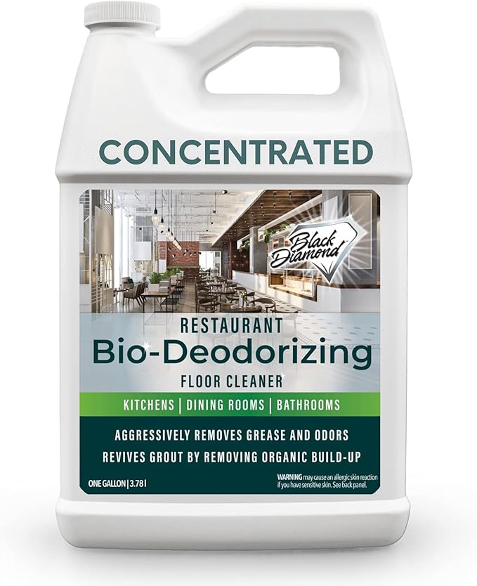 Restaurant Bio-Deodorizing Floor Cleaner - Heavy Duty Commercial Concentrated Enzyme Degreaser and Odor Eliminator for Mopping Tile, Laminate, Hardwood & More