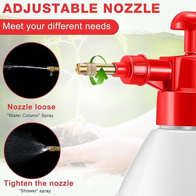 2 Pcs 27 oz Handheld Pump Spray Bottle Garden Spray Bottles Lawn Pressure Hand Pump Sprayer with Adjustable Nozzle for Chemicals Watering Weeds Garden and Car Detailing & Washing (Red)