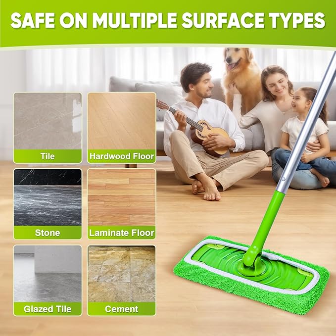 6-Pack Reusable Microfiber Mop Pads Compatible with Swiffer Sweeper, Dry & Wet Sweeping Cloths - Washable Wet Pads Refill for Multi-Surface/Hardwood Floor Cleaning