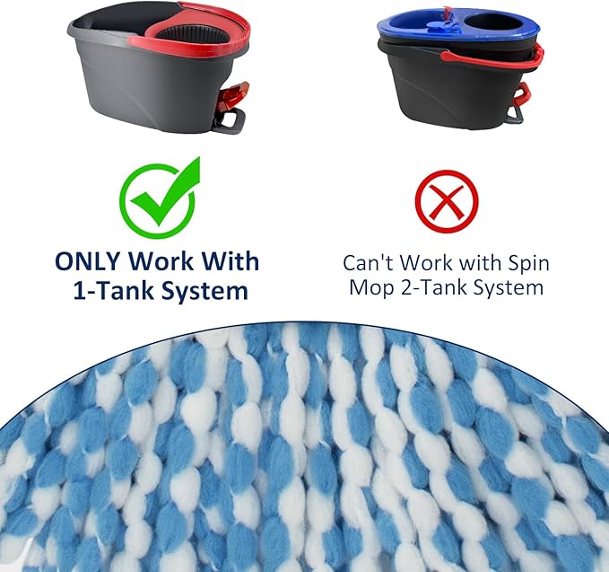 2 Pack Mop Head Replacement Compatiable with Oceda EasyWring,Mop Refill Replace Head for EasyWring Spin Mop 1 Tank Systerm - Microfiber, Easy to Replace,Deep Floor Cleaning and Machine Washable