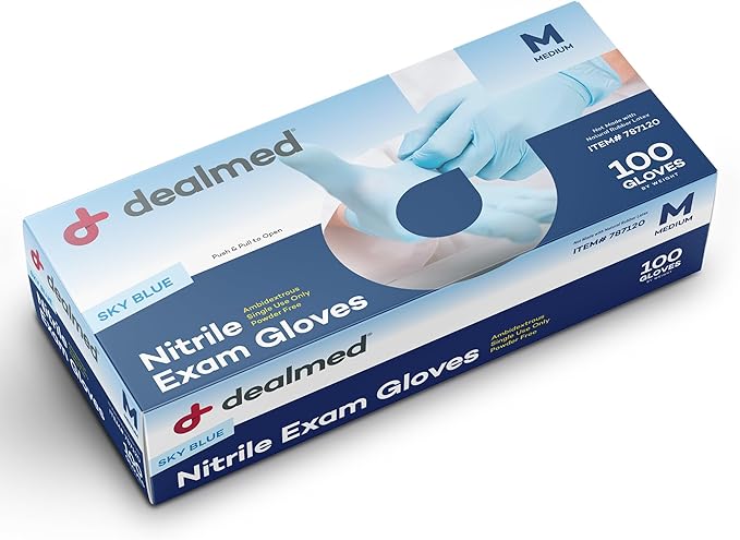 Dealmed Nitrile Exam Gloves - Powder-Free, Latex-Free, Disposable Medical Gloves