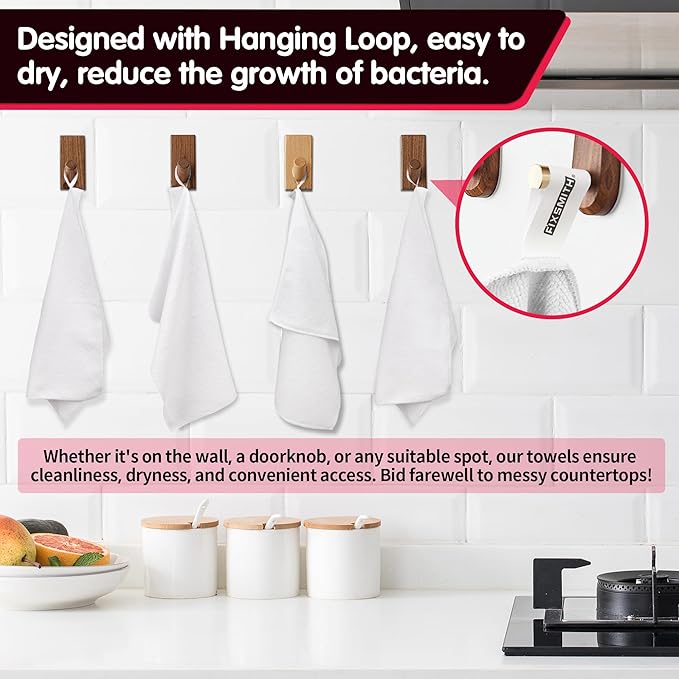 FIXSMITH White Microfiber Cleaning Cloth -Pack of 12, Highly Absorbent Cleaning Rags, 16"X12" All Purpose Cleaning Towels for Housekeeping, Kitchen, Car, Lint Free and Reusable Microfiber Towels