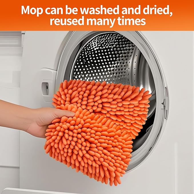 Ceiling Fan Cleaner Duster with 72‘’ Extendable Long Handle Cleaning Duster Kit, Reusable Chenille & Microfiber Mop Head for High Ceiling Fan Blade Wall Blinds Cobweb