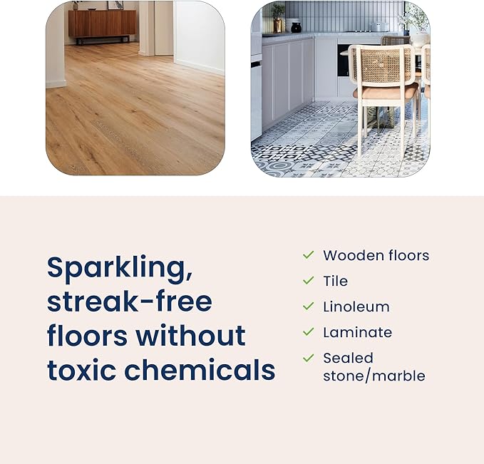 Truly Free Floor Cleaner Kit - Plant-Based Mopping Solution (16oz Reusable Empty Bottle + Two Pouches, 3oz ea.) - DIY All-Surface Cleaner for Hardwood, Tile, Wood & Concrete