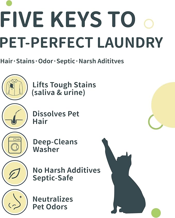 FurGone × Seedshub Pet Hair Odor & Stain Remover for Laundry, 96.7% Hair Dissolution, Based Powder Detergent for Clothes, Bedding, Effective Dog & Cat Hair Remover, 6-Month Supply, Septic Safe