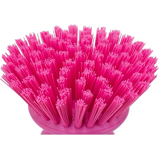 SPARTA 42395EC26 Plastic Scrubber Brush, Round Brush, Dish Scrub Brush With Color Coded For Cleaning, Kitchen, Bathroom, Bathtub, Dishes, Sink, 5 X 5 X 4 Inches, Pink, (Pack of 6)