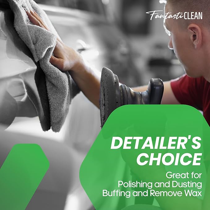 Fantasticlean Microfiber Towels for Cars, Tear Away Car Detailing Cloth Roll, RV Boat Drying Polishing, Edgeless Plush, Coral Fleece, Ultra Absorbent, Scratch-Free, 14" x 14", 20 Pack (Grey)