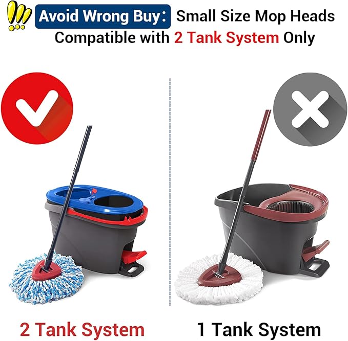 Spin Mop Head Replacement - 4 Pack Microfiber, Blue for O-Ceda Spinning Mop, EasyWring RinseClean, 2 Tank System Bucket