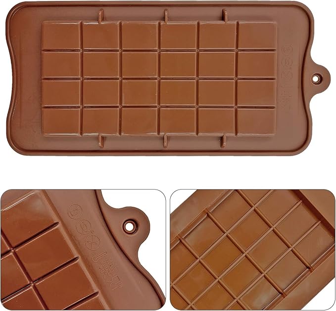 Silicone Break-Apart Chocolate, Food Grade Non-Stick Protein and Energy Bar Mold (Chocolate Bar Mold Set of 3) (3)