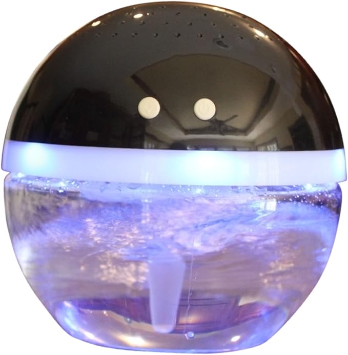 EcoGecko Magic Ball, Light Up Air Revitalizer, Air Freshener, Room Aromatizer, Aroma and Essential Oil Diffuser with Orange Peel, Cinnamon Oils, 2 Bottle 30ml Each (Black)