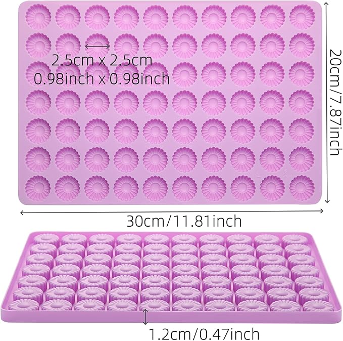 Flower Silicone Candy Molds with Scraper Silicone Daisy Flower Chocolate Molds
