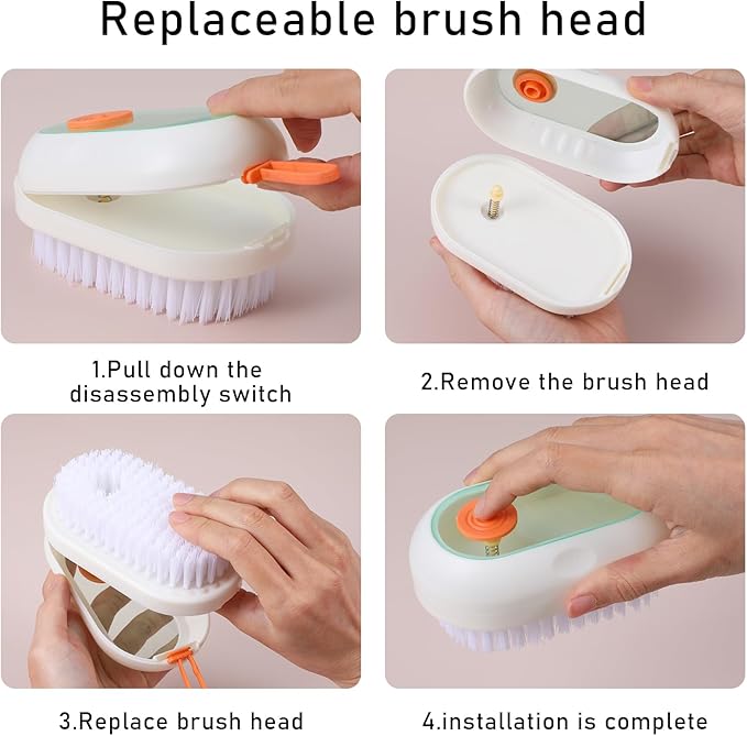 2Pcs Multifunctional Shoe Brush with Soap Dispenser Liquid Laundry Brush Liquid Adding Soft Fur Cleaning Brushes Scrub Brushes for Cleaning for Home Washing Bathroom Kitchen Shoe Cloth