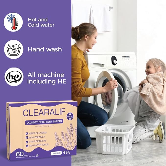 CROS 180 Loads Laundry Detergent Sheets Fresh Lavender Scent, for Travel, Home, Apartment,Dorm, Laundry Detergent Strips Eco Friendly, Hypoallergenic, Liquidless Washing Supplies
