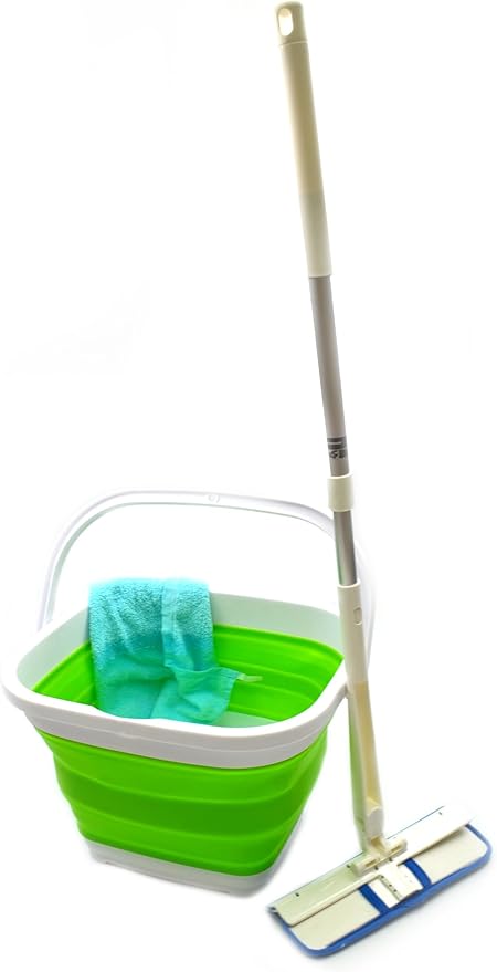 SAMMART Set of 2-11L (2.9 Gallon) Collapsible Rectangular Handy Basket/Bucket (2, Green)