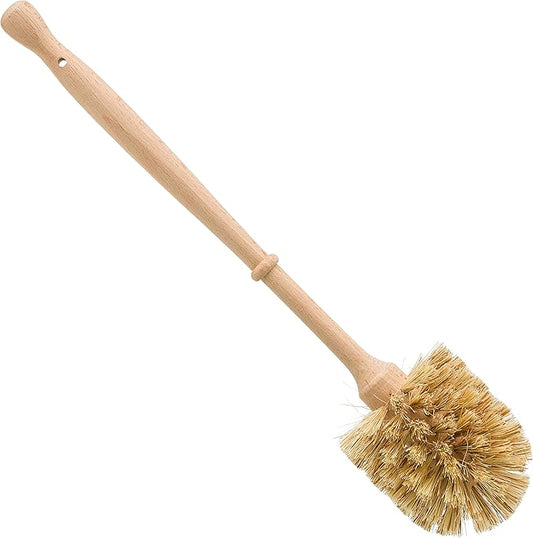 REDECKER Stiff Union Fiber Toilet Brush with Untreated Beechwood Handle - 14-1/2-inches - Made in Germany