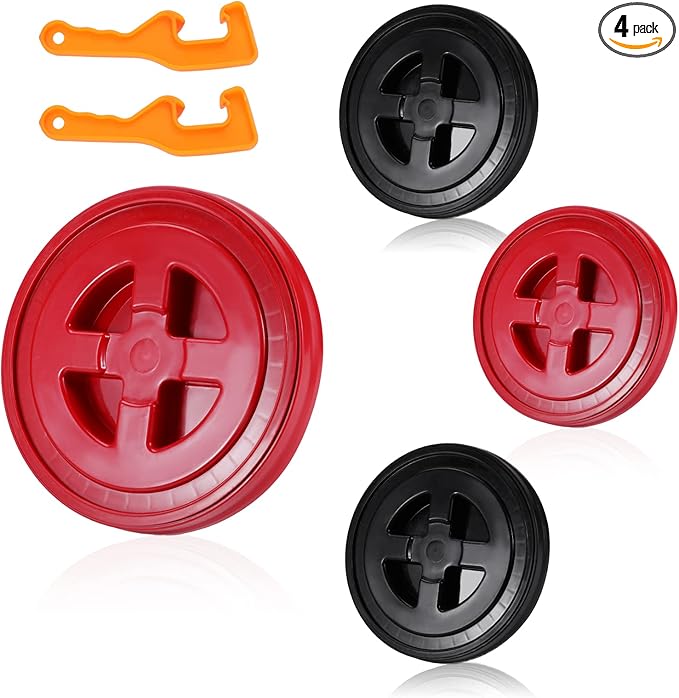 4 Pieces 5 Gallon Bucket Lid with Bucket Lid Opener,Plastic Storage Bucket Leak-Proof Screw Seal Lids,Pet Food Storage Container Lid for Home Paint Storage Buckets