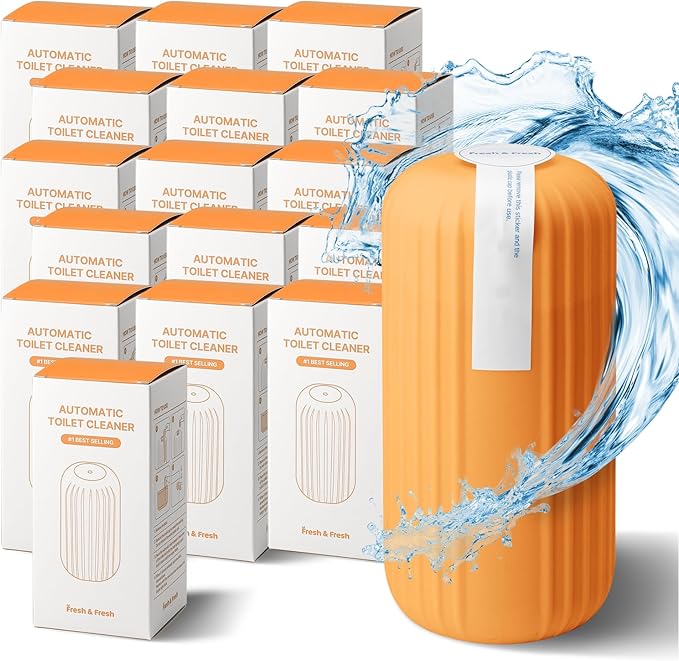 Fresh & Fresh Automatic Toilet Bowl Cleaners (Sunset Orange) - 16 Bottles(UPTO 2500 FLUSHES/Bottle), Commercial and Residential Toilet Cleaner 3-4 MONTH Lasting Toilet Bowl Cleaner Bottle