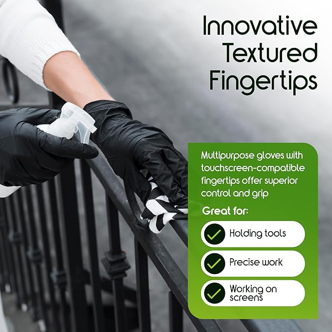 Inspire HEAVY DUTY ORIGINAL Stretch Nitrile Black Gloves Disposable Latex Free | Food, Mechanic, 6mil Black or 8 Mil Orange