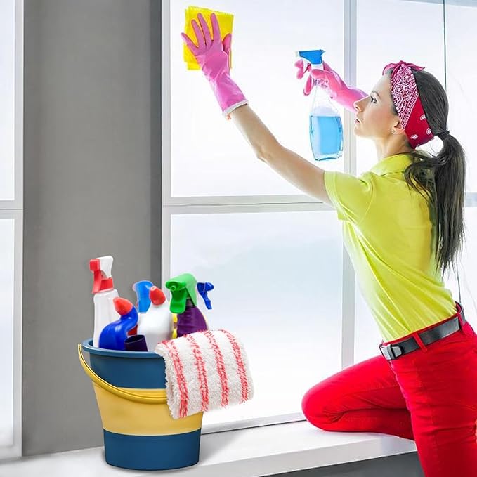 Collapsible Bucket 1.3 Gallon/5L Small Plastic Buckets Household Cleaning Mop Buckets Foldable Water Bucket for Car Wash Fishing Camping Beach (Blue)