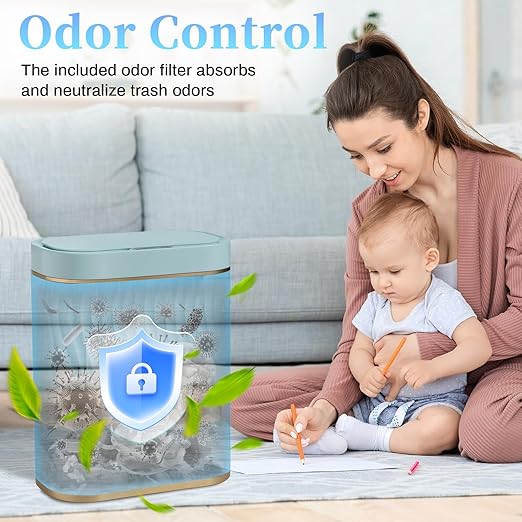 Bathroom Trash can with Automatic Touchless Lid, 2.6 Gallon Motion Sensor Small Garbage Can, Slim Waterproof Smart Trash Bin for Bedroom, Office, Living Room