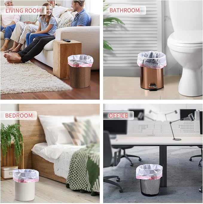 Small Trash Bags, KONE 192 Count 4 Gallon Drawstring Extra Thick Garbage Bags Wastebasket Bin Liners Plastic Trash Bags for Bathroom, Bedroom, Office, Car, Kitchen, Home