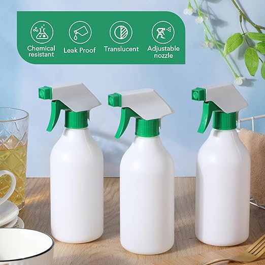 Tanlade 30 Pcs Plastic Spray Bottles 16 oz Leak Proof Squirt Bottle Refillable Empty Spray Water Mist Sprayer with Nozzles for Hair Essential Oil Cleaning Solutions Plants Pets(Green)